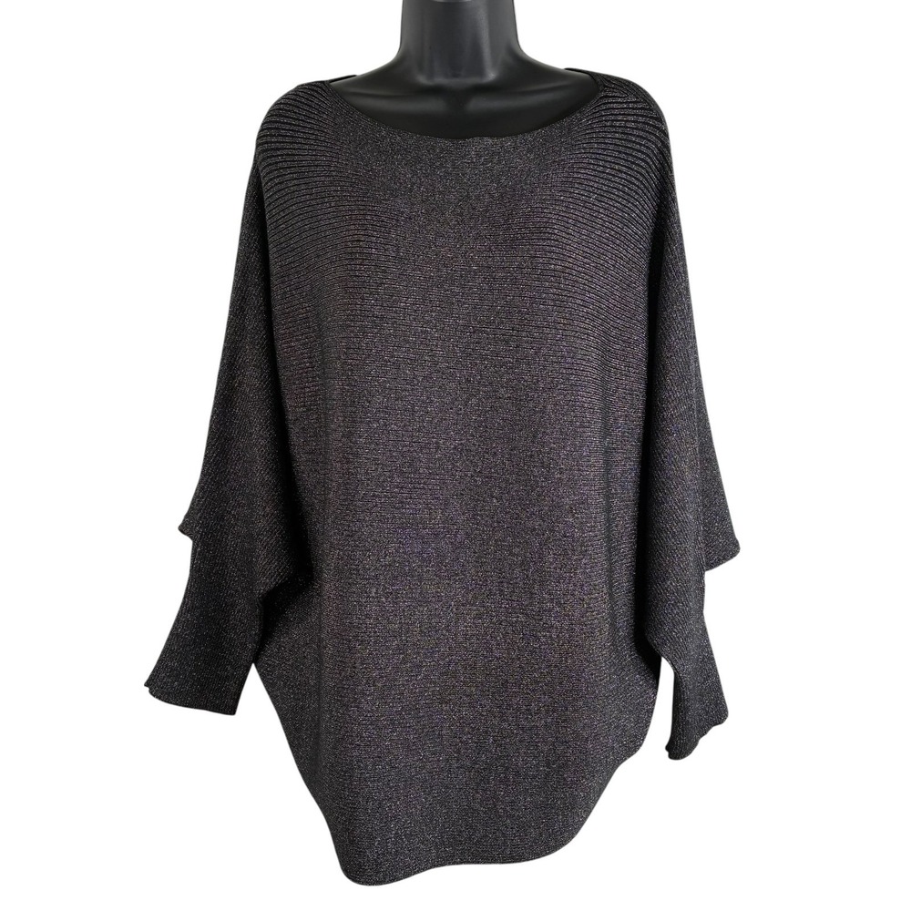Philosophy Women's Sweater Black w/Gunmetal Sparkle‎ Size XL Dolman Sleeves NWT